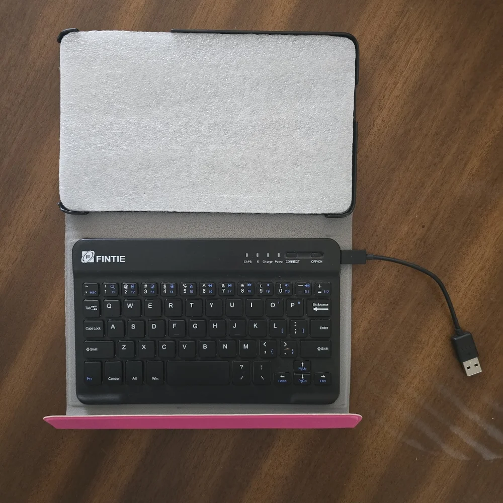 ❤️Pink Tablet Case with Floral Sleeve & Wireless Keyboard